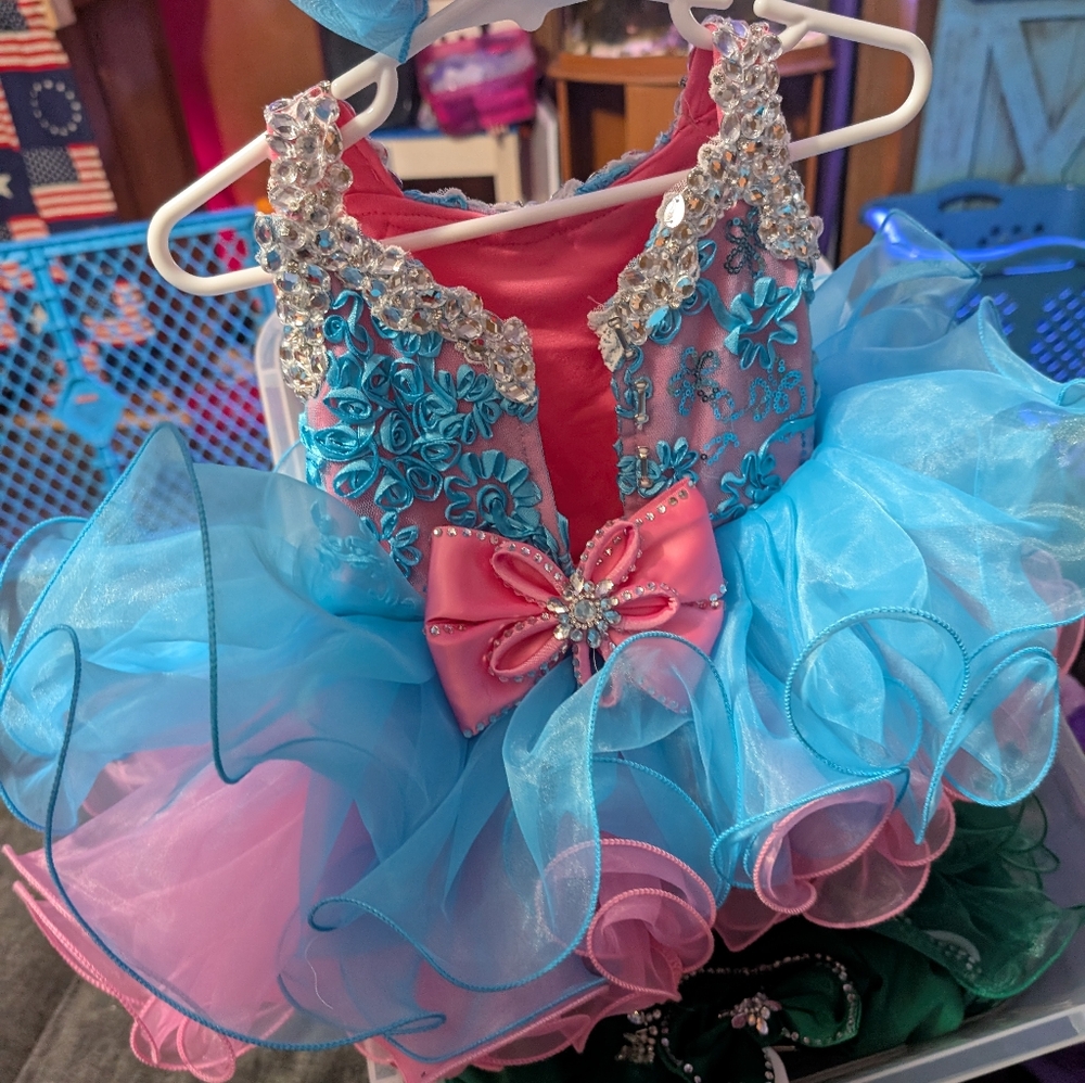 Elegant Blue and Pink Kids Formal Dress